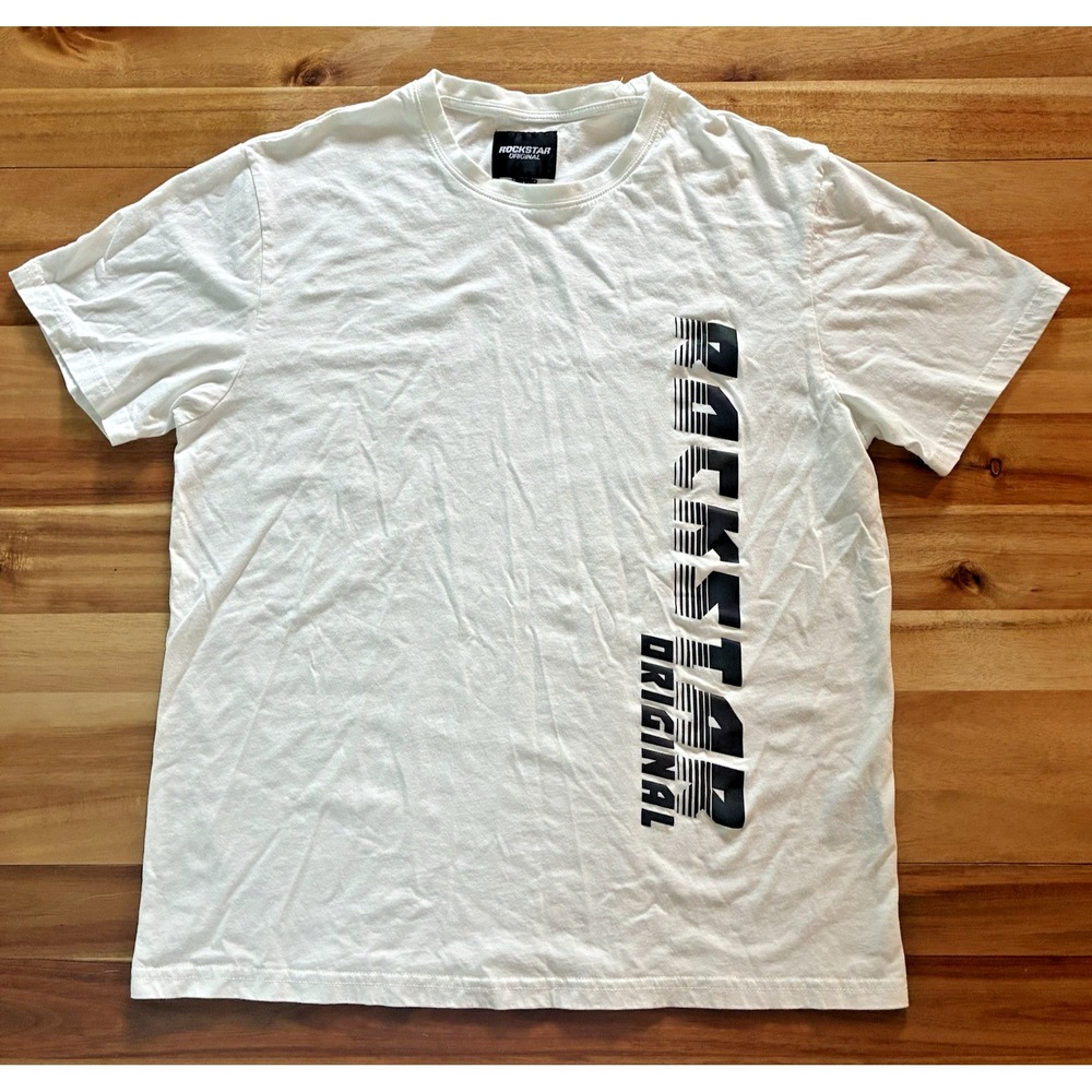 NWOT Rockstar Original White Graphic Tee Men's Large Streetwear Casual Y2K